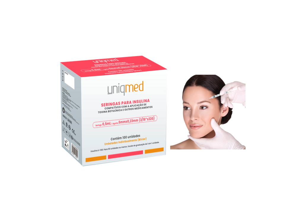 Seringa Botox 0,5ml 5mm x 0,23mm 32g (50ui) - 100 Seringas - UNIQMED