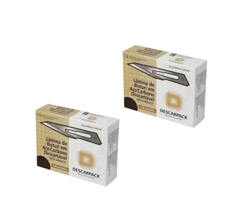 Lâmina de bisturi Número 11 - aço carbono - esterilizada - 200 lâminas - DESCARPACK
