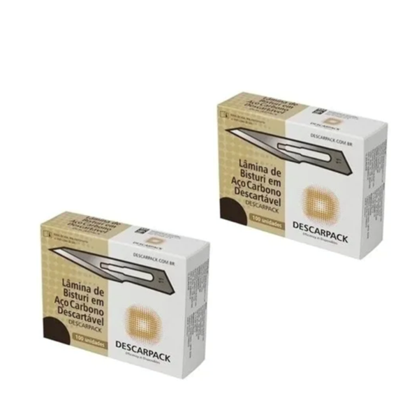 Lâmina de bisturi Número 11 - aço carbono - esterilizada - 200 lâminas - DESCARPACK