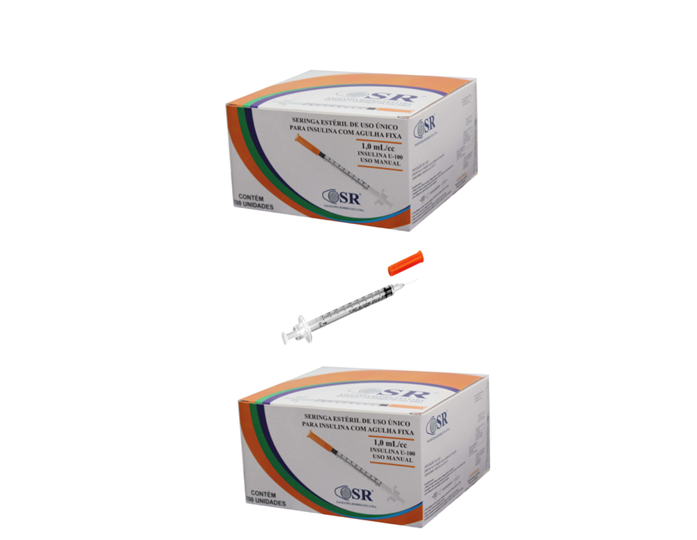 Seringa Insulina 1ml 6mm X 0,25mm Ultrafina (100ui) - 200 Seringas - SR