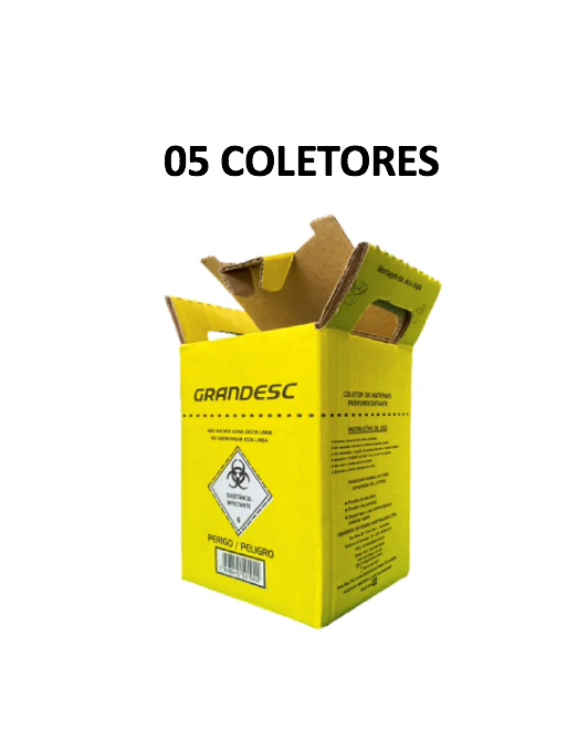 Coletor p/ perfurocortantes 1,5L com saco plástico protetor e travamento de tampa - GRANDESC
