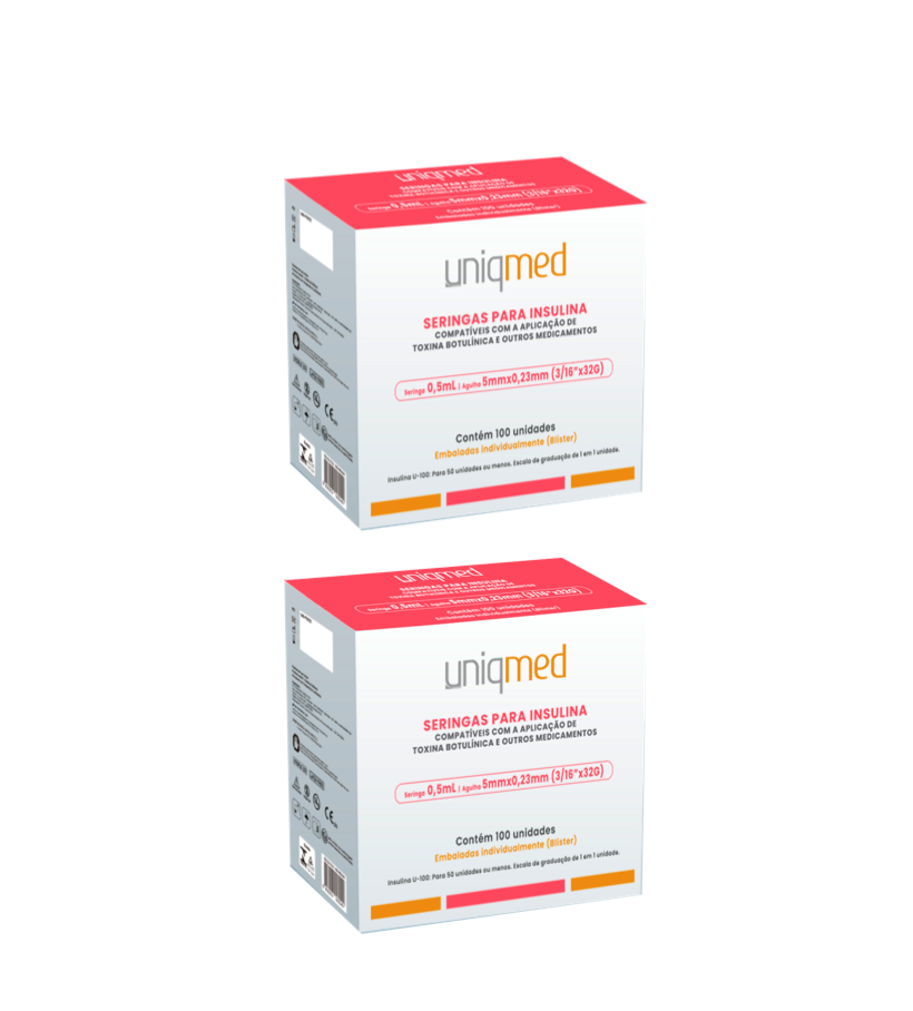 Seringa Botox 0,5ml 5mm x 0,23mm 32g (50ui) - 200 Seringas - UNIQMED