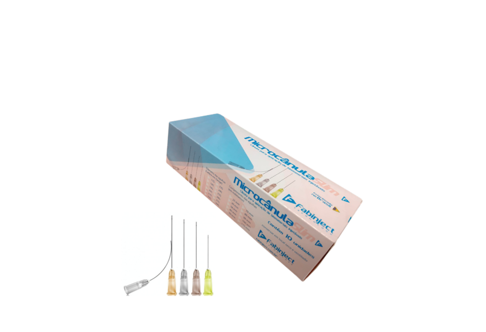Cânula 21G x 50mm - 10 cânulas (1 caixa) - Preenchimento Facial - FABINJECT