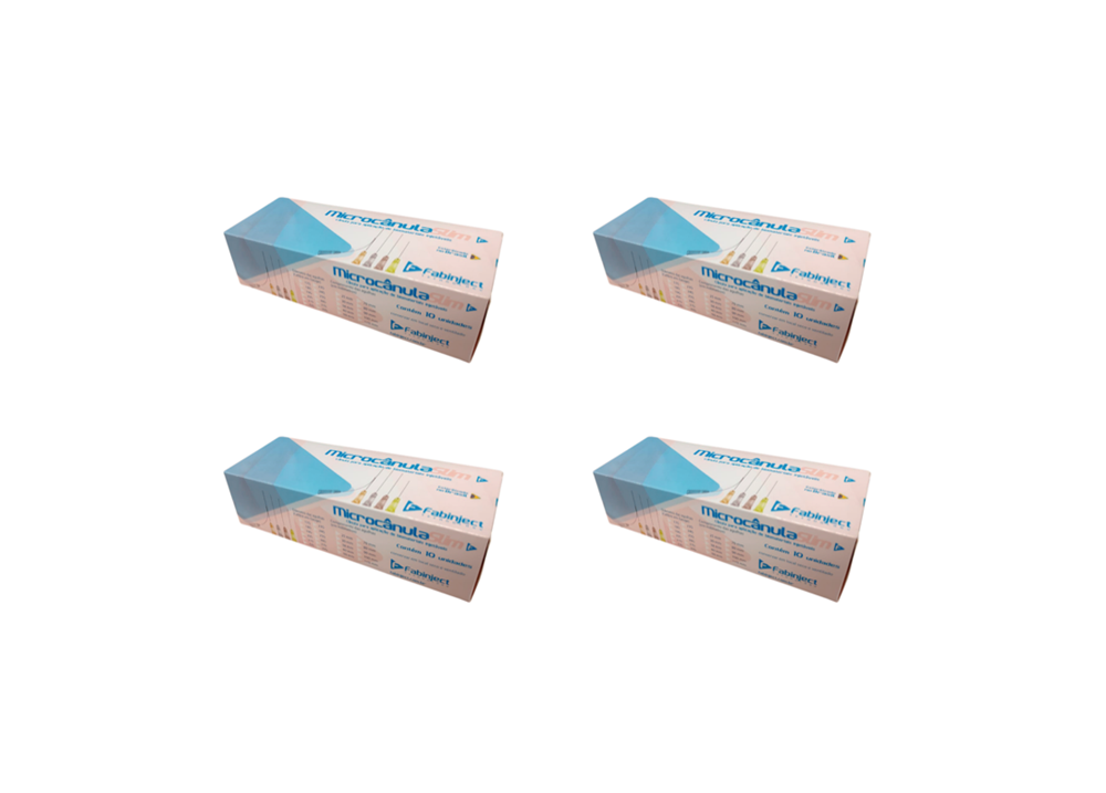 Cânula 22G x 50mm - 40 cânulas (4 caixas) - Preenchimento Facial - FABINJECT