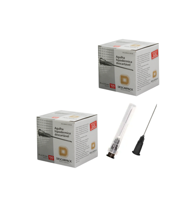 Agulha 22G 1 - 30mm x 0,70mm - 200 agulhas - DESCARPACK