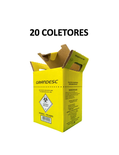 Coletor p/ perfurocortantes 1,5L com saco plástico protetor e travamento de tampa --- GRANDESC