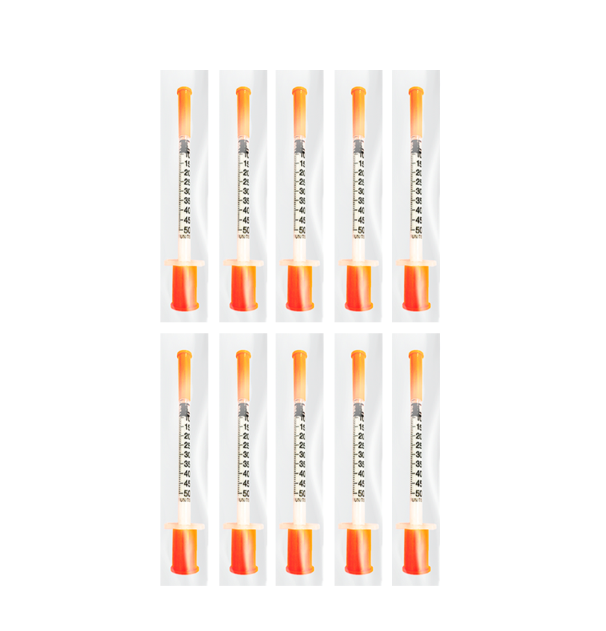 Seringa Insulina 0,5ml 6mm x 0,25mm 31g (50ui) - 10 Seringas - UNIQMED