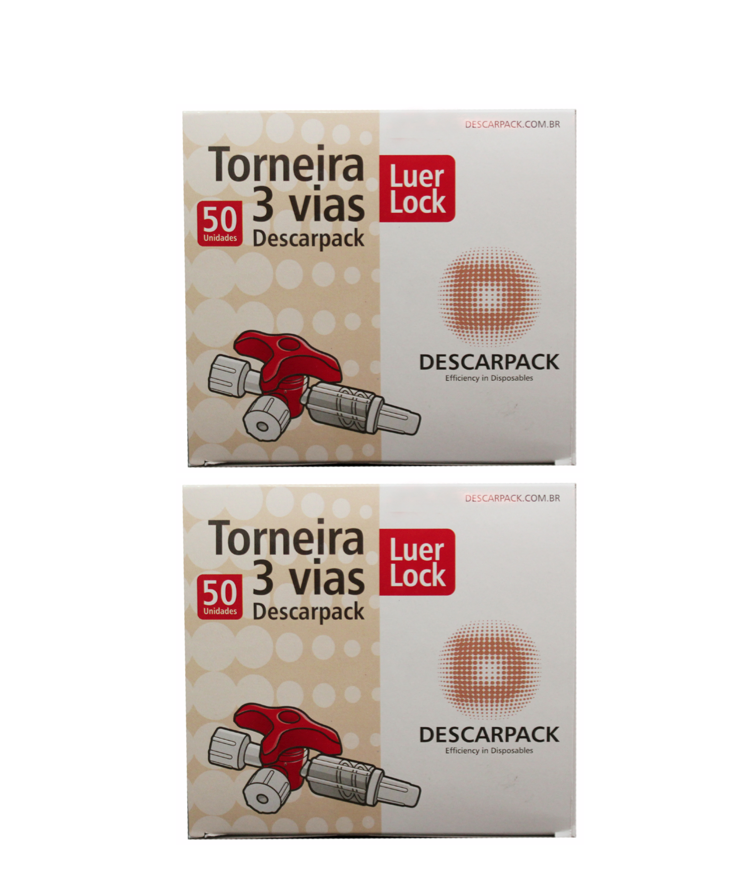 Torneirinha 3 vias - three way - transferência de ácido hialurônico - 100 unidades - DESCARPACK