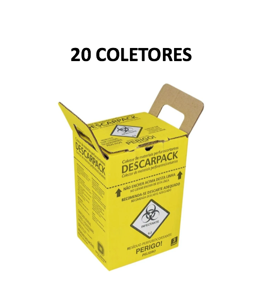 Coletor p/ perfurocortantes 3L com saco plástico protetor e travamento de tampa --- DESCARPACK