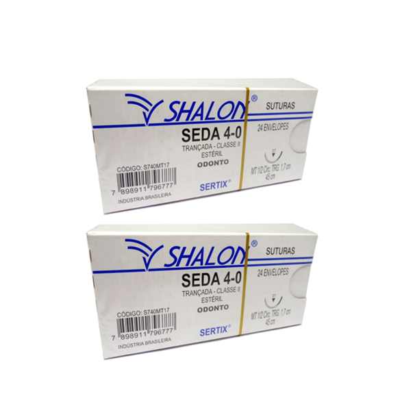 Fio seda 4-0 cirúrgico 45cm - agulha TRG (cortante) 1,7cm MT 1/2 circ  - 2cxs (48 env.) - SHALON
