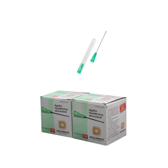 Agulha 21G 1 - 25mm x 0,80mm - 200 agulhas (canhão verde) - DESCARPACK