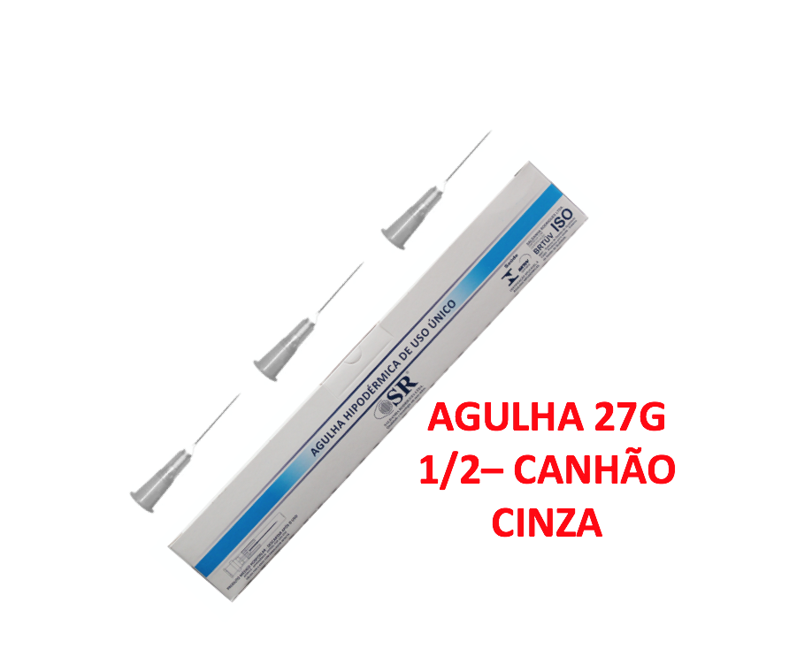 Agulha 27G 1/2 Carboxiterapia - 13mm x 0,38mm - 100 agulhas