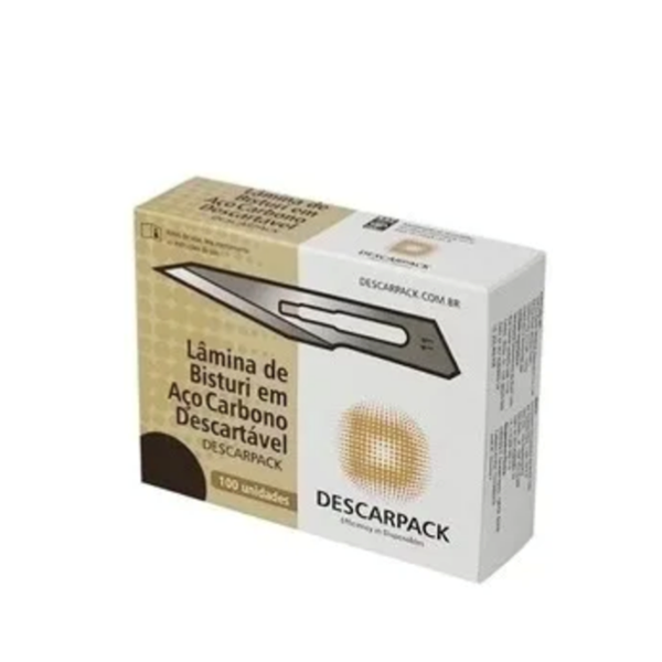 Lâmina de bisturi Número 11 - aço carbono - esterilizada - 100 lâminas - DESCARPACK