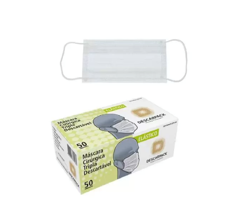Máscara cirúrgica descartável tripla proteção com filtro - 200 máscaras - DESCARPACK