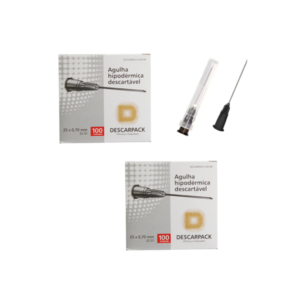 Agulha 22G 1 - 25mm x 0,70mm - 200 agulhas - DESCARPACK