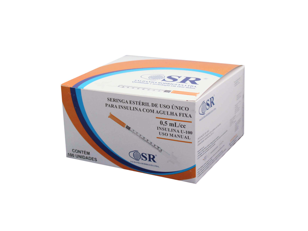 Seringa Insulina 0,5ml 6mm X 0,25mm Ultrafina (50ui) - SR