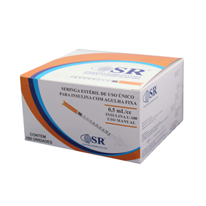 Seringa Insulina 0,5ml 6mm X 0,25mm Ultrafina (50ui) - SR