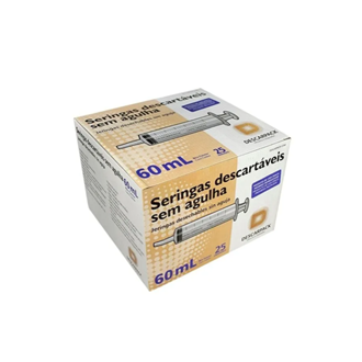 Seringa 60ml sem agulha - Bico CATÉTER - 25 Seringas - DESCARPACK