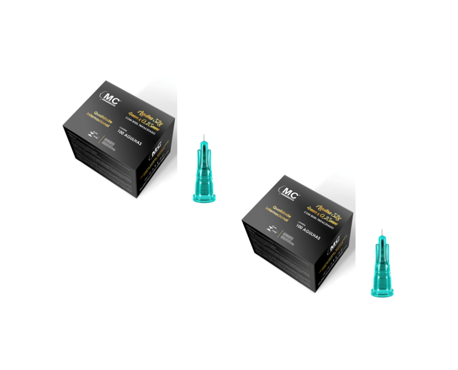 Agulha 32G - agulha de Lebel - 4mm x 0,23mm - 200 agulhas - Estética avançada - MEDICAL.