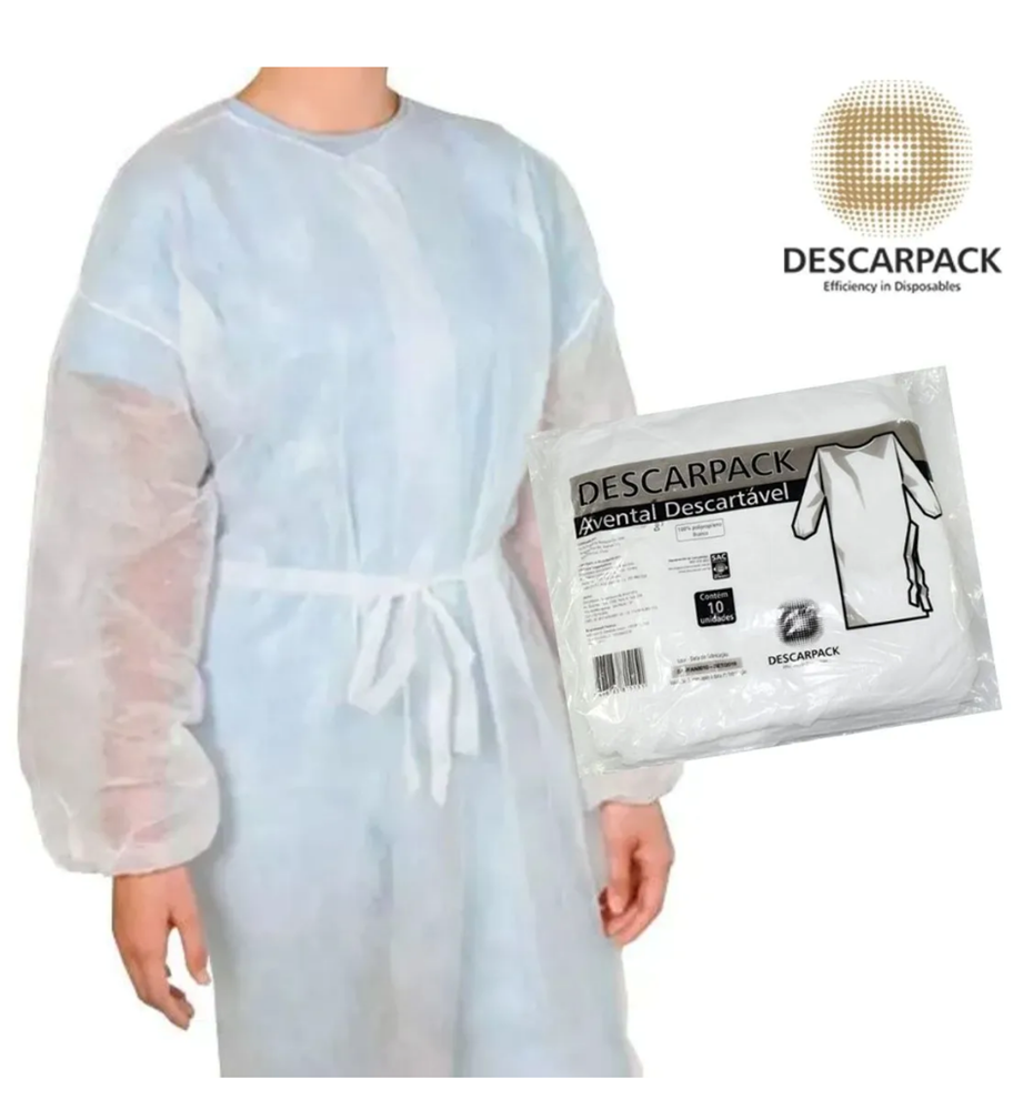 Avental descartável para procedimentos especiais - manga longa - 20 aventais - DESCARPACK