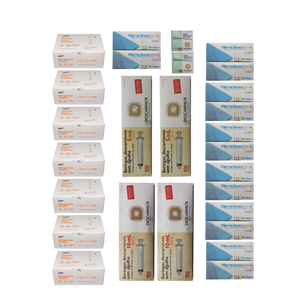 Seringas 1ml 6mm (700x), 5ml Lock (200x), 10ml Lock (200X), Agulhas 21G (200X) e Cânulas (140x)