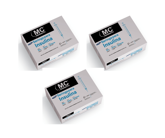 Seringa Insulina 0,5ml 5mm X 0,23mm (50ui) - 300 Seringas - MEDICAL