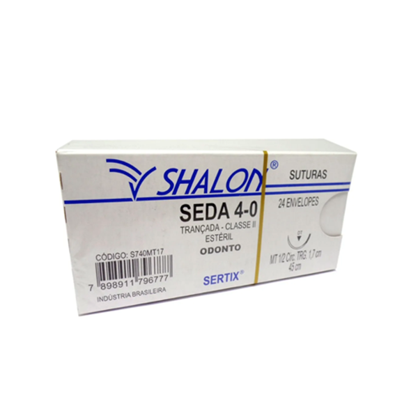 Fio seda 4-0 cirúrgico 45cm - agulha TRG (cortante) 1,7cm MT 1/2 circ  - 1cx (24 env.)- SHALON