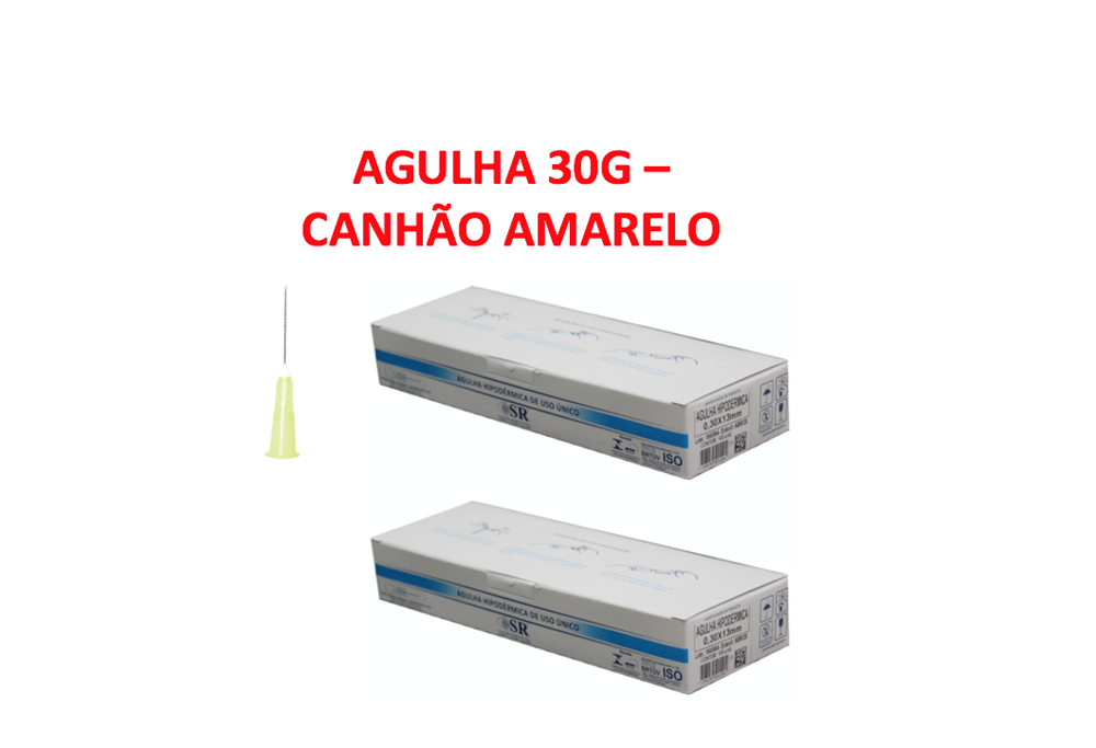 Agulha 30G - 13mm x 0,30mm - Carboxiterapia (canhão amarelo) - 200 agulhas