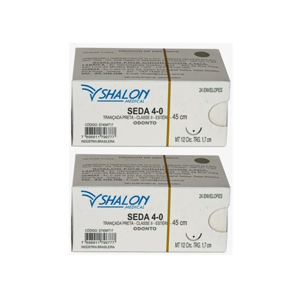 Fio seda 4-0 cirúrgico 45cm - agulha TRG (cortante) 1,7cm MT 1/2 circ  - 2cxs (48 env.) - SHALON