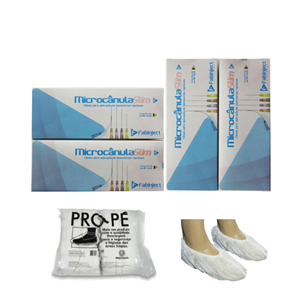Cânula 22G x 50mm - 40 cânulas - Harmonização - FABINJECT + 200 Propés sapatilhas - DESCARPACK