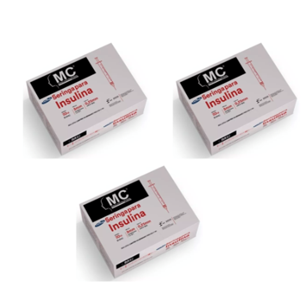 Seringa Insulina 0,3ml 5mm X 0,23mm (30ui) - 300 Seringas - MEDICAL