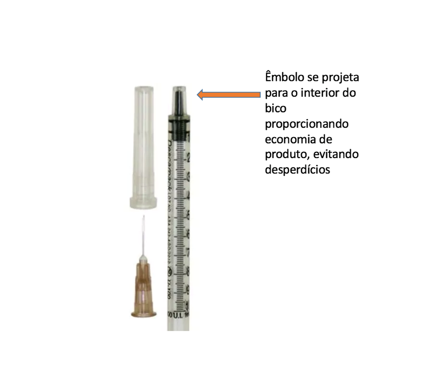 Seringa Insulina 1ml 13mm X 0,45mm (100ui) - Resíduo Zero - DESCARPACK