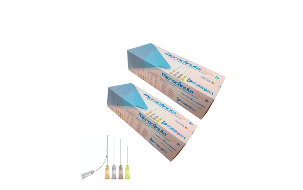 Cânula 21G x 50mm - 20 cânulas (2 caixas) - Preenchimento Facial - FABINJECT