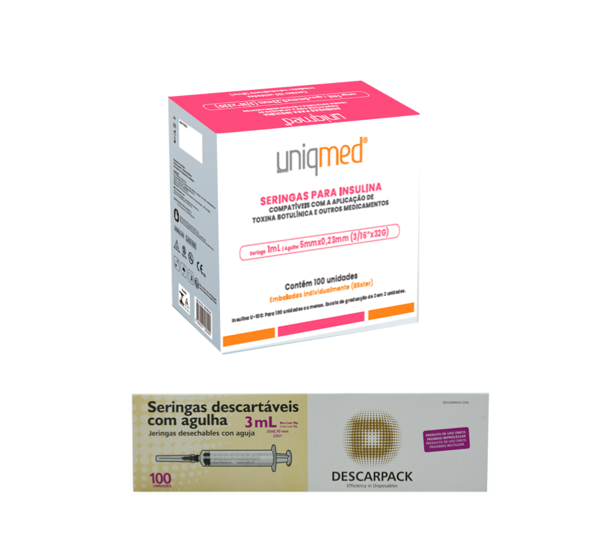 Kit aplic. GH (somatropina) (seringa aplicação 1ml 5mm x 0,23mm + seringa preparo 3ml com agulha)