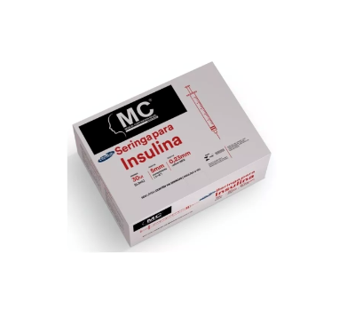 Seringa Insulina 0,3ml 5mm X 0,23mm (30ui) - 100 Seringas - MEDICAL