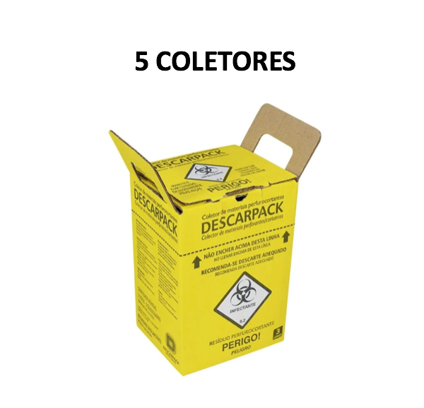 Coletor p/ perfurocortantes 3L com saco plástico protetor e travamento de tampa - DESCARPACK