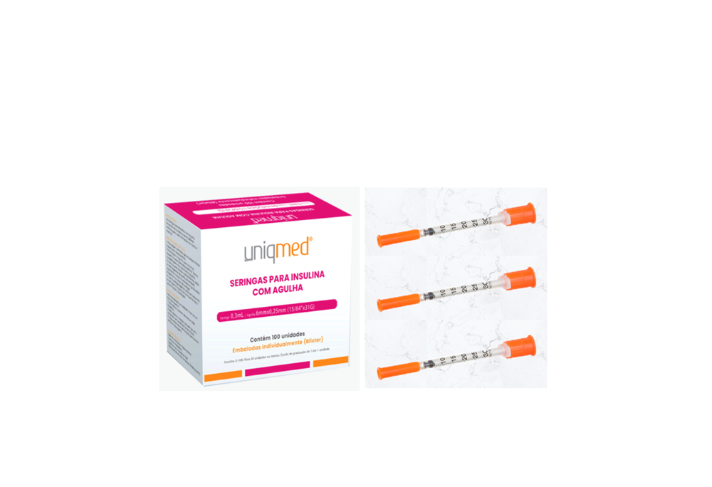 Seringa Botox 0,3ml 6mm x 0,25mm 31g (30ui) - 100 Seringas - UNIQMED