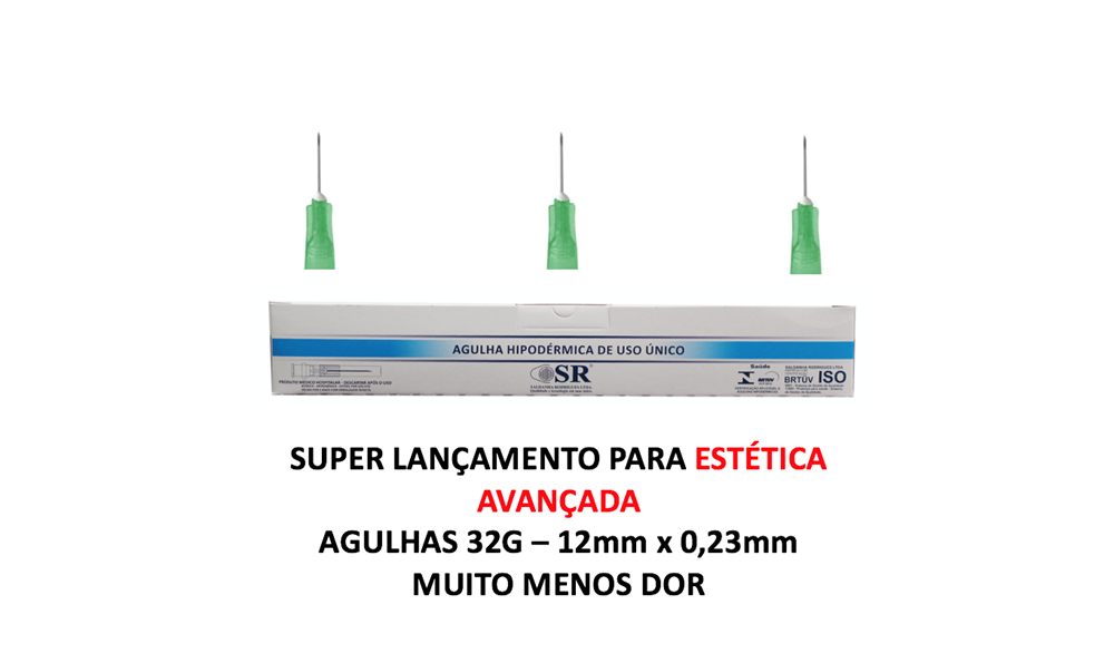 Agulha 32G - 12mm x 0,23mm - 100 agulhas - Estética avançada