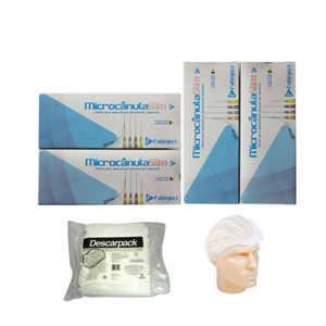 Cânula 22G x 50mm - 40 cânulas - Harmonização - FABINJECT + 300 Toucas descartáveis - DESCARPACK