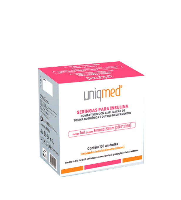 Seringa Aplic. de GH (hormônio de crescimento - somatropina) 1ml 5mm X 0,23mm (100ui) - UNIQMED