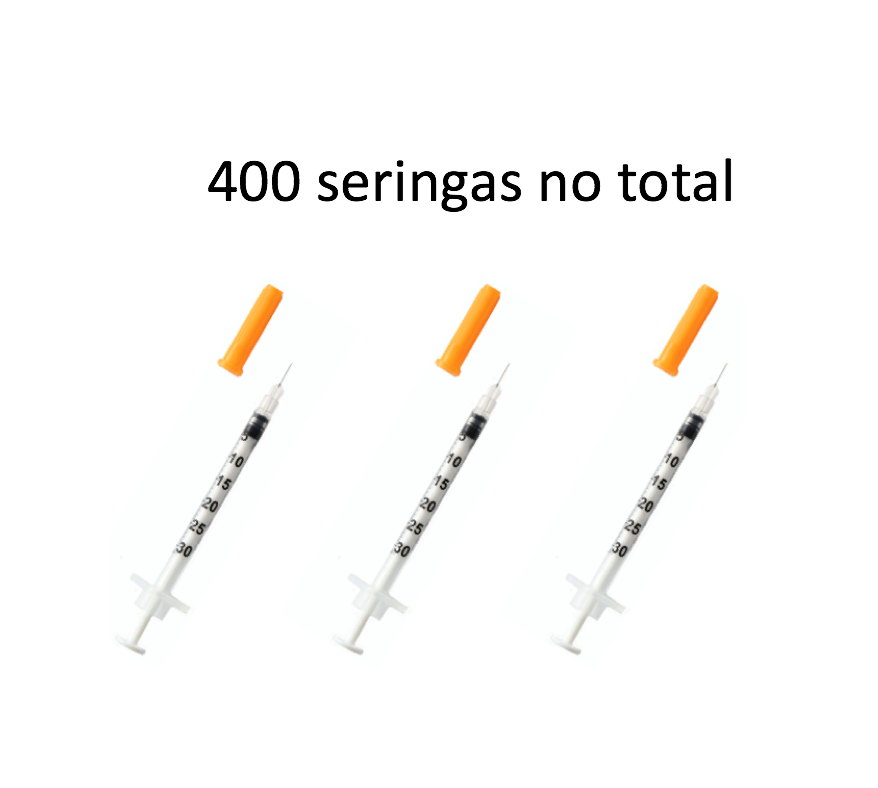 Seringa Insulina 0,3ml 6mm x 0,25mm 31g (30ui) - 400 Seringas - DL.