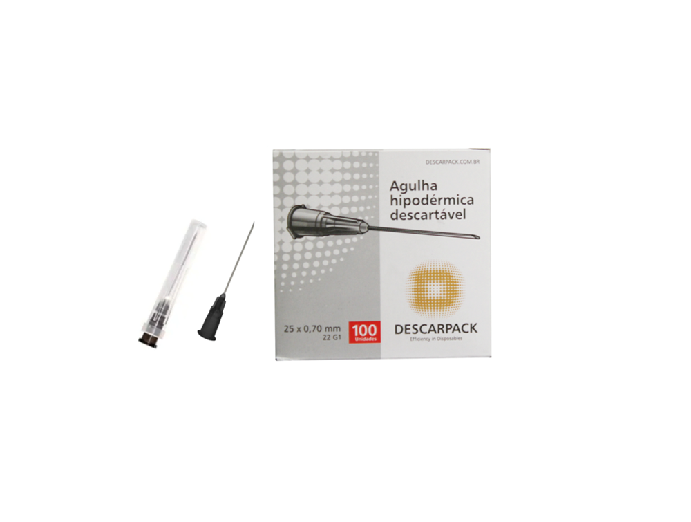 Agulha 22G 1 - 25mm x 0,70mm - 100 agulhas - DESCARPACK
