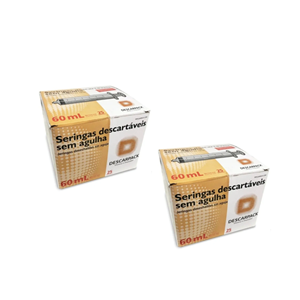 Seringa 60ml sem agulha - Bico LOCK (enroscar) - 50 Seringas - DESCARPACK