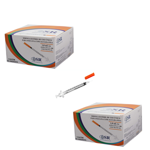 Seringa Aplic. de GH (somatropina) 1ml 6mm X 0,25mm (100ui) - 200 Seringas - SR