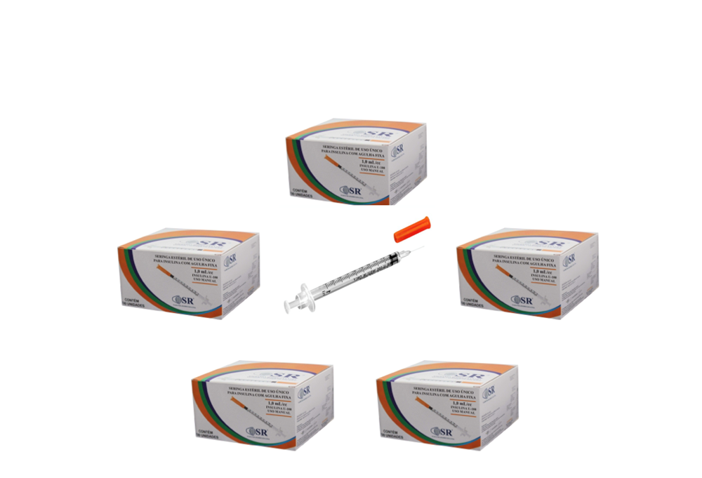 Seringa Insulina 1ml 6mm X 0,25mm Ultrafina (100ui) - 500 Seringas - SR