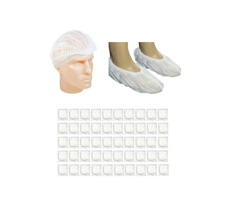 Propés (200x), Toucas (200x) e Gazes (500x - 50 pacotinhos com 10 gazes) - DESCARPACK