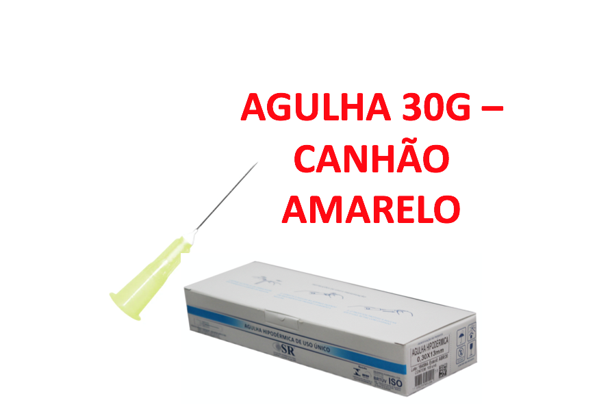 Agulha 30G - 13mm x 0,30mm - Carboxiterapia (canhão amarelo) - 100 agulhas