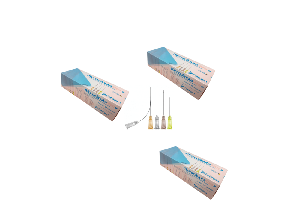 Cânula 18G x 70mm - 30 cânulas (3 caixas) - Preenchimento Facial - FABINJECT