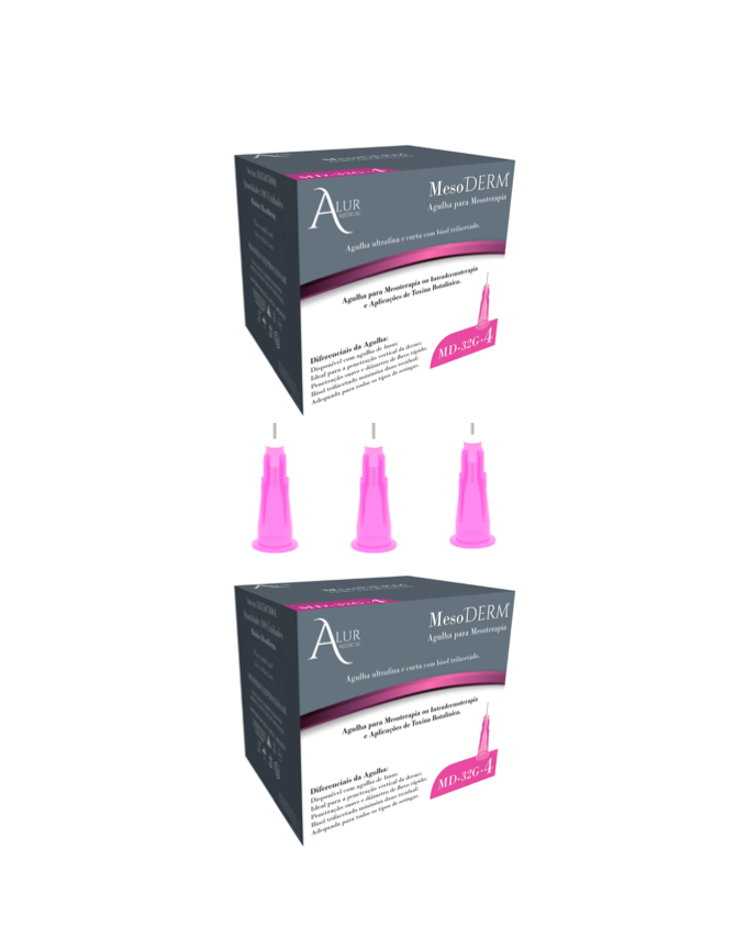 Agulha 32G - agulha de Lebel - 4mm x 0,23mm - 200 agulhas - Estética avançada - ALUR MEDICAL.