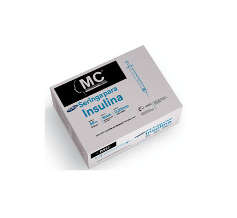 Seringa Insulina 0,5ml 5mm X 0,23mm (50ui) - 100 Seringas - MEDICAL